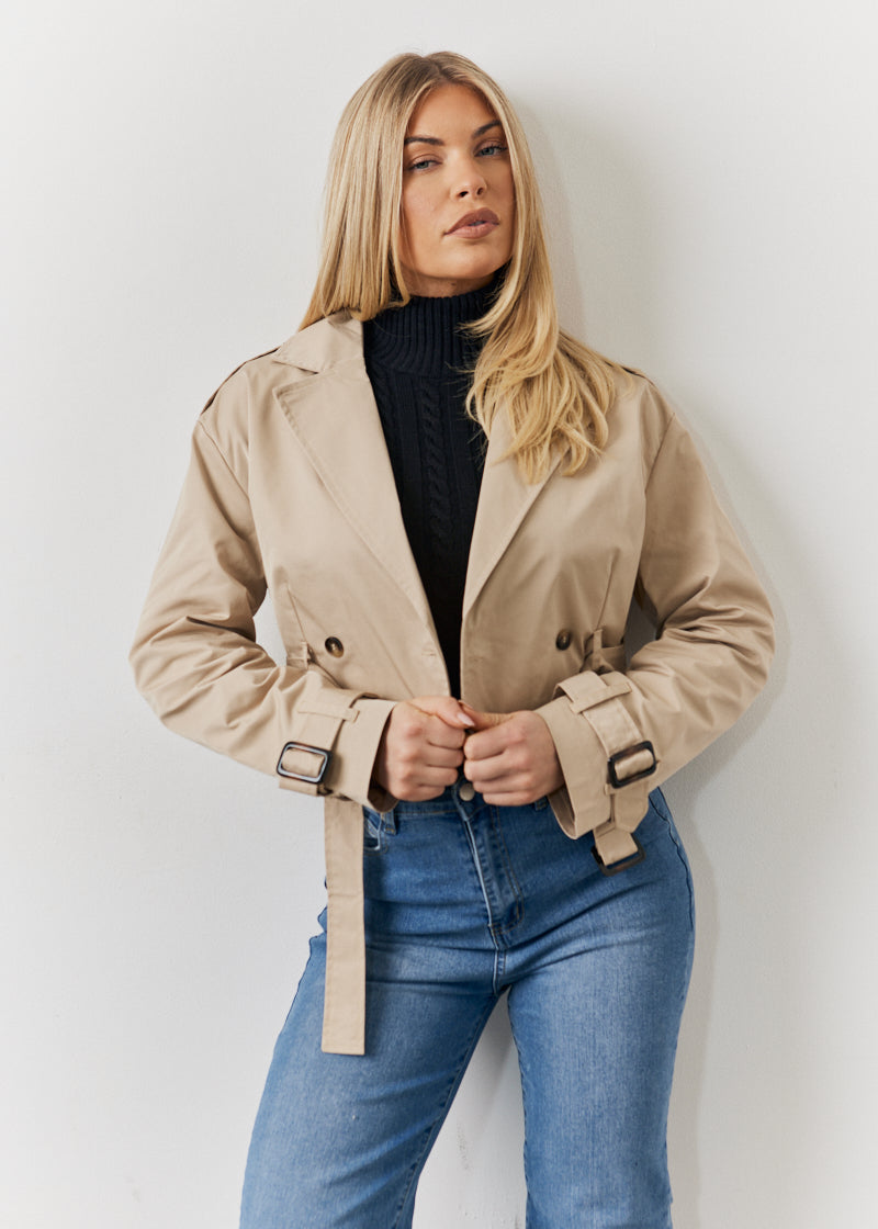 Cropped Belted Trench Coat	