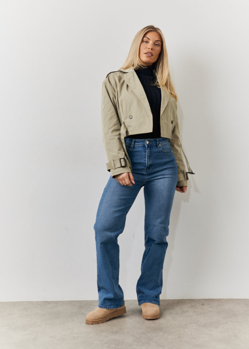 Cropped Belted Trench Coat	