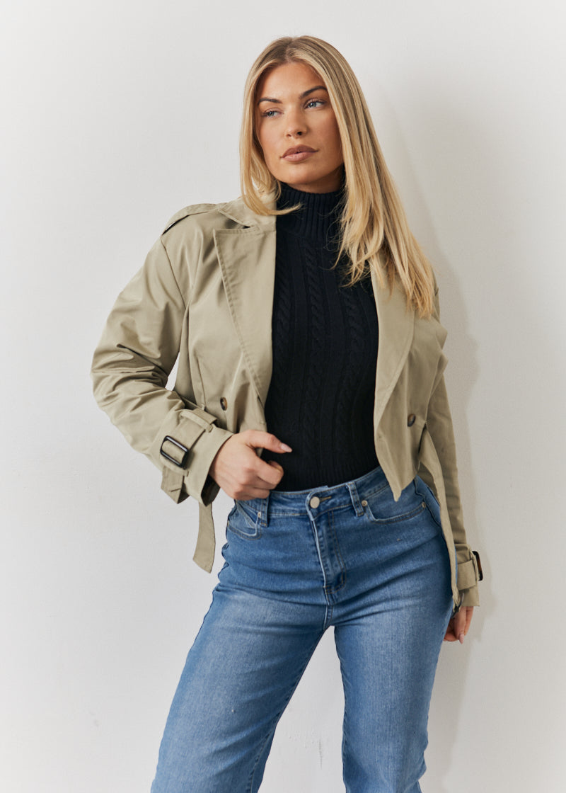Cropped Belted Trench Coat	