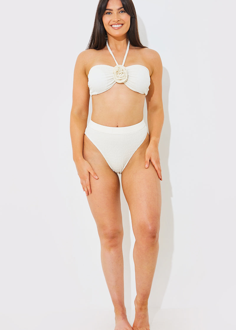 Textured High Waist Bikini Bottoms