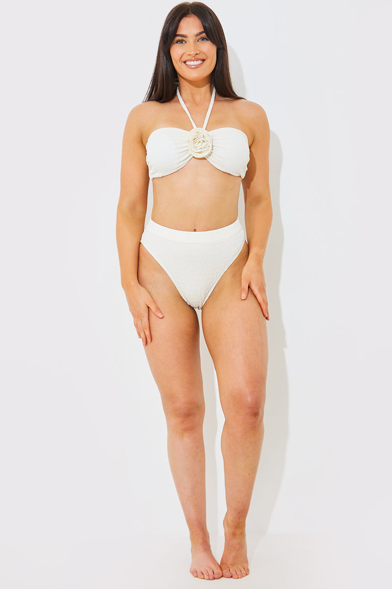 Textured High Waist Bikini Bottoms