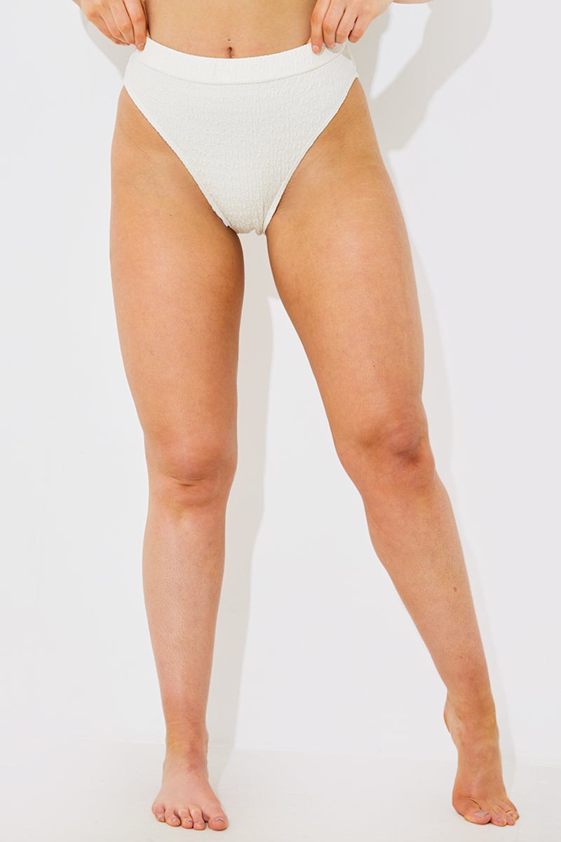 Textured High Waist Bikini Bottoms