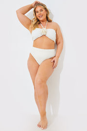 Textured High Waist Bikini Bottoms