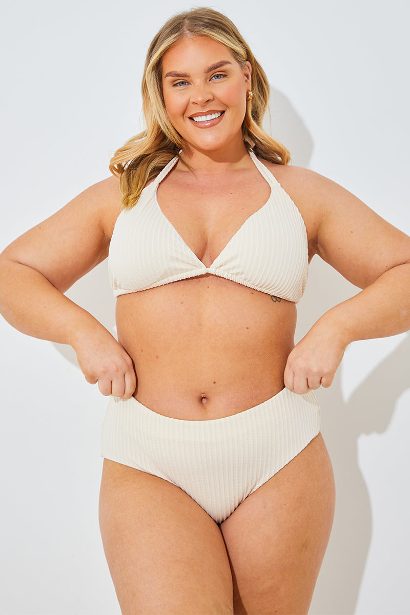 Rib Boomerang High Leg Bikini Bottom