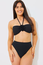 Textured High Waist Bikini Bottoms