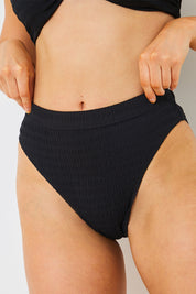 Textured High Waist Bikini Bottoms
