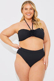 Textured High Waist Bikini Bottoms