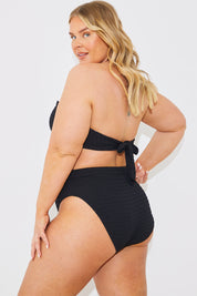 Textured High Waist Bikini Bottoms