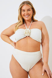 Textured High Waist Bikini Bottoms
