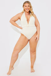 Rib Belted Halter Swimsuit