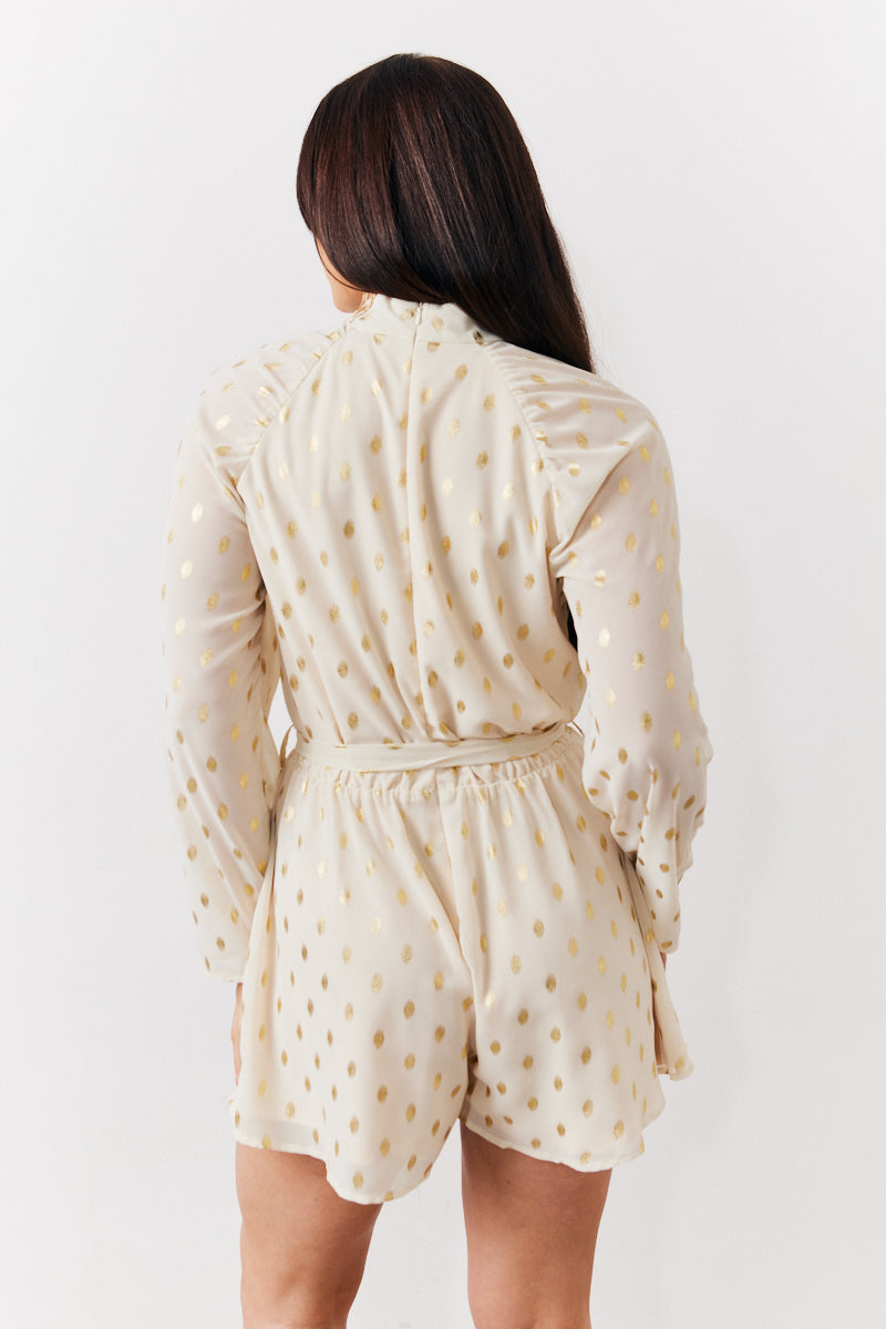 Gold Fleck Belted Playsuit