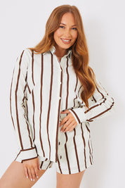 Stripe Linen Look Drawstring Co-Ord Shorts