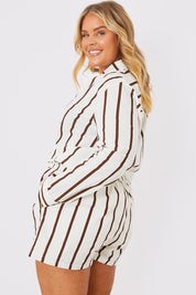 Stripe Linen Look Drawstring Co-Ord Shorts