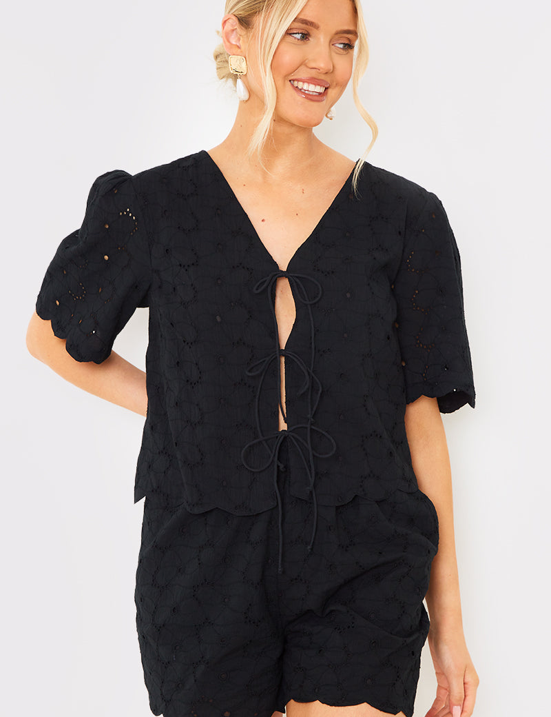 Lace Scallop Edge Detail Shorts