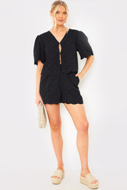 Lace Scallop Edge Detail Shorts