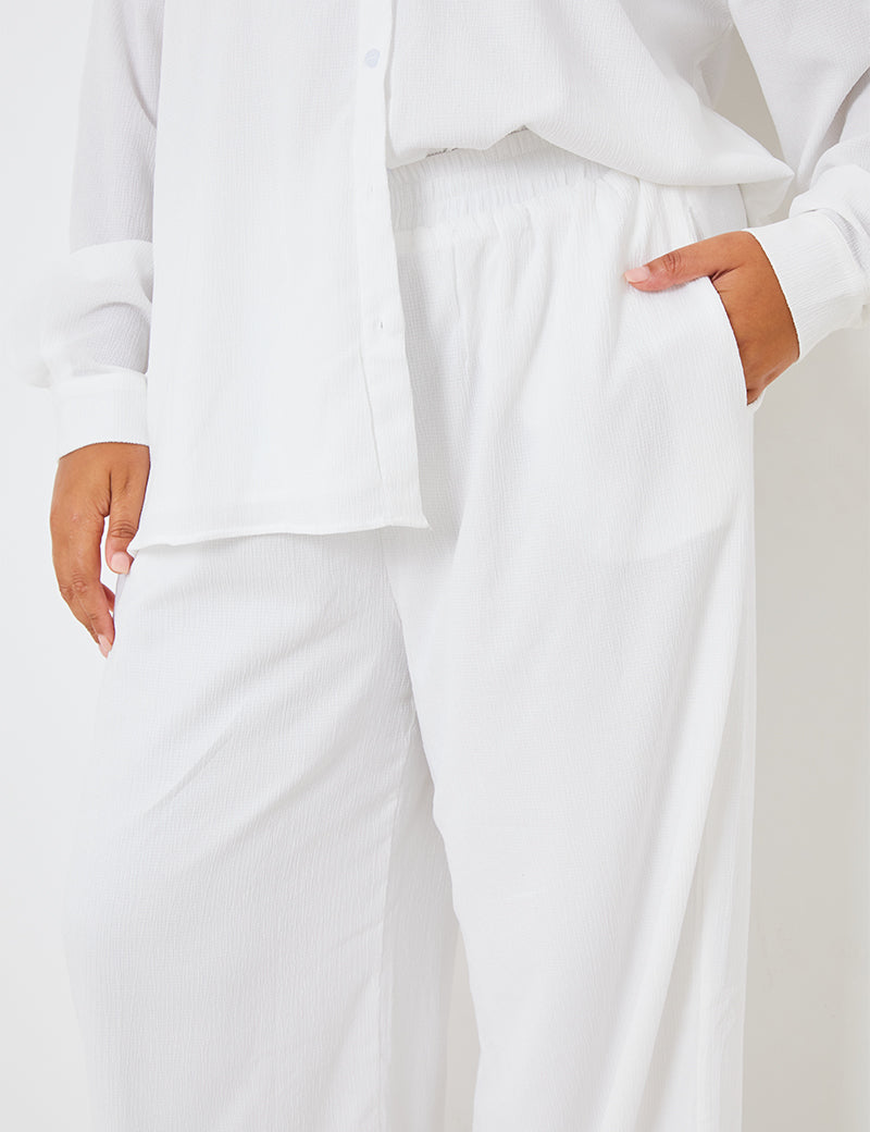 Linen Look Wide Leg Trousers