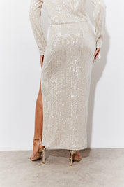 Sequin Slit Midi Skirt
