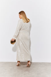 Sequin Slit Midi Skirt