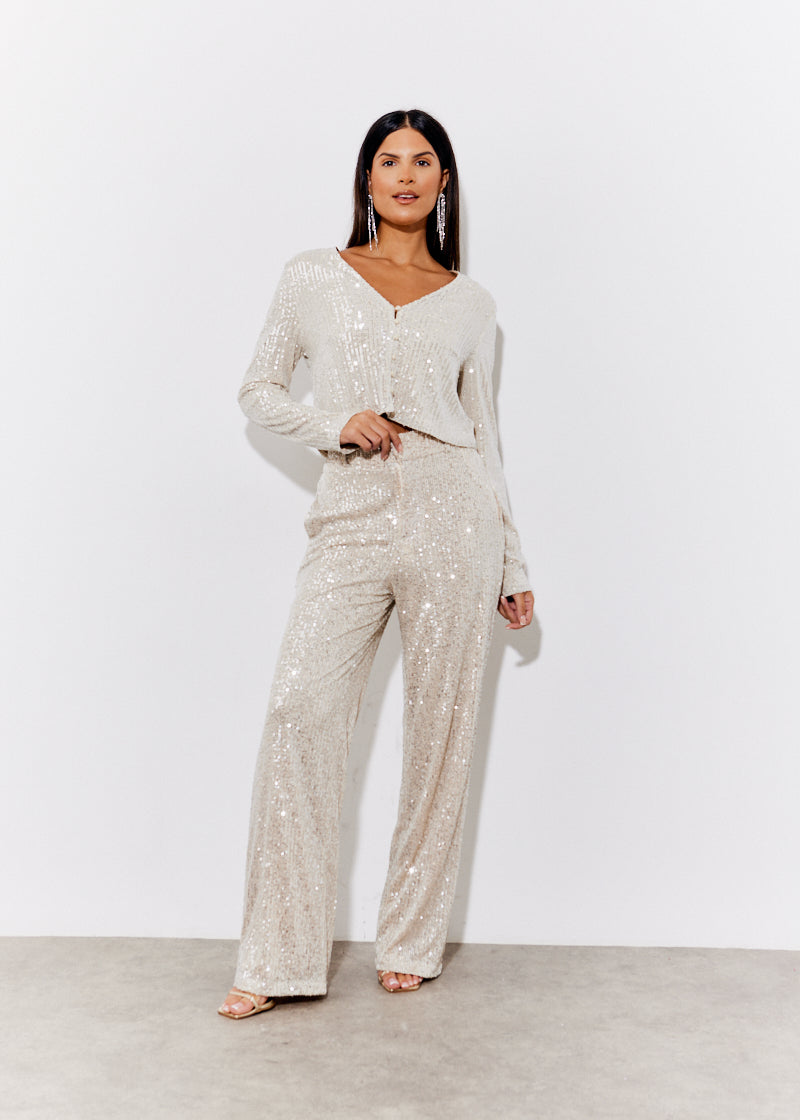Sequin Wide Leg Trouser