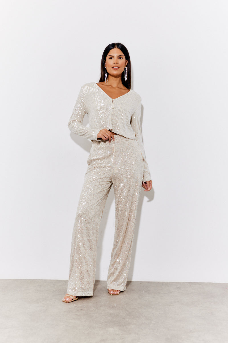 Sequin Wide Leg Trouser