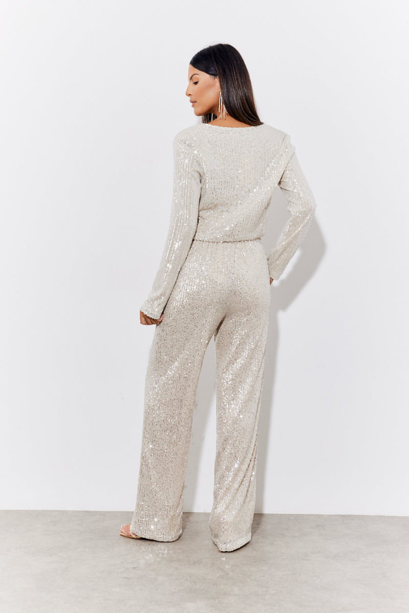 Sequin Wide Leg Trouser