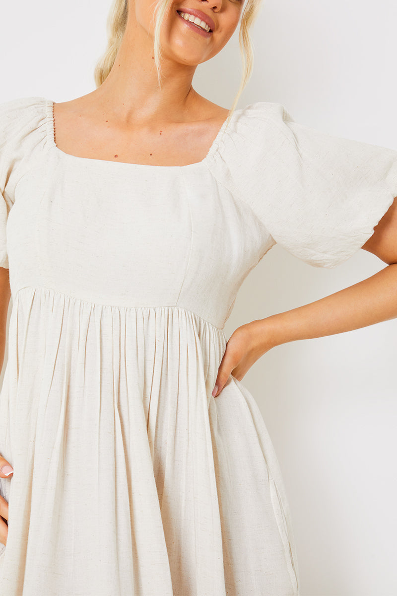 Puff Sleeve Square Neck Maxi Dress