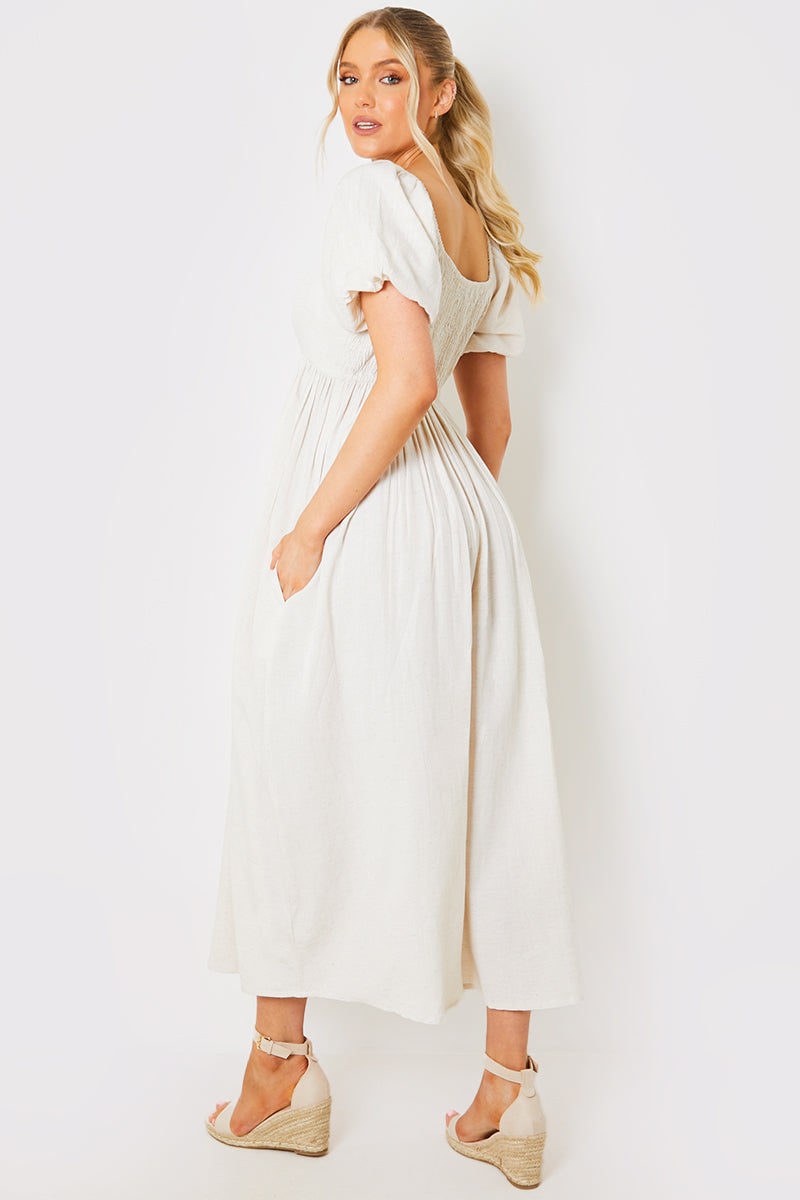 Puff Sleeve Square Neck Maxi Dress