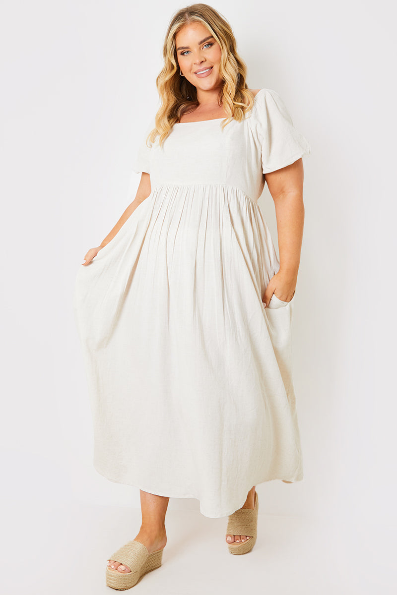 Puff Sleeve Square Neck Maxi Dress