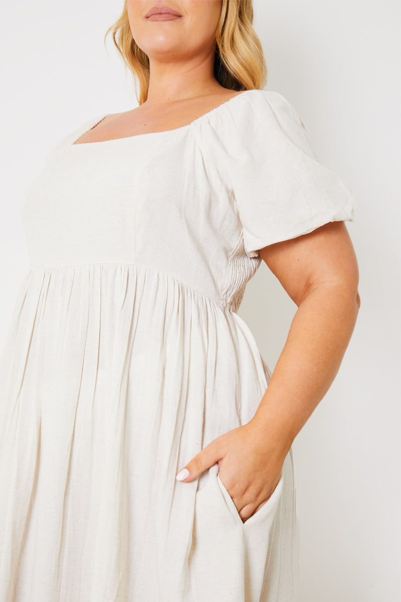 Puff Sleeve Square Neck Maxi Dress