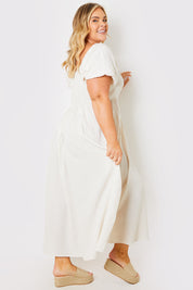 Puff Sleeve Square Neck Maxi Dress