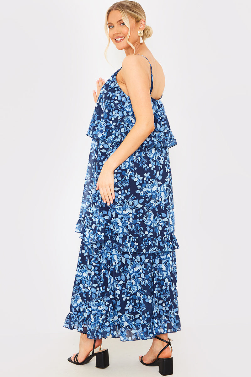 Floral Tiered Frill Detail Midaxi Dress