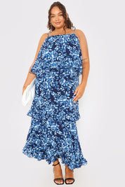 Floral Tiered Frill Detail Midaxi Dress
