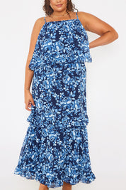 Floral Tiered Frill Detail Midaxi Dress