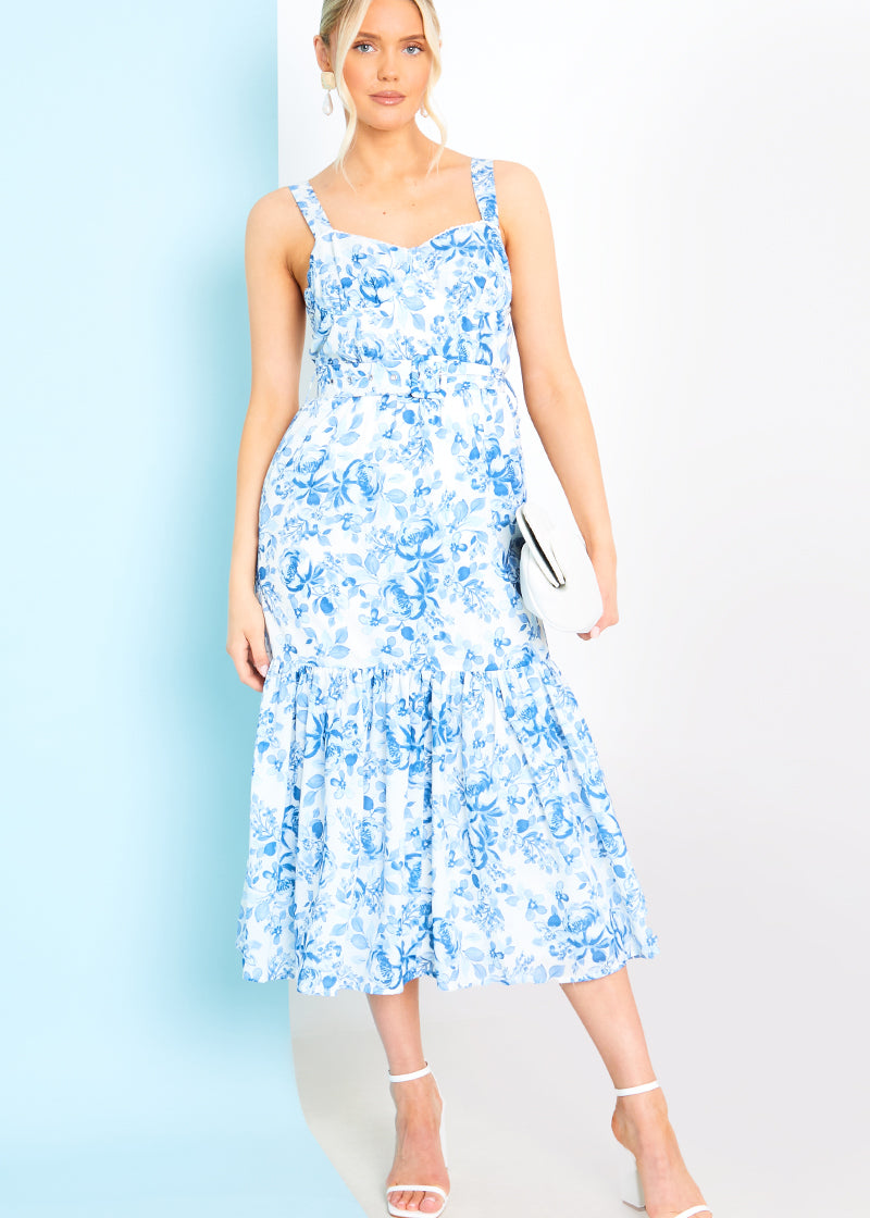Floral Corset Detail Midaxi Dress