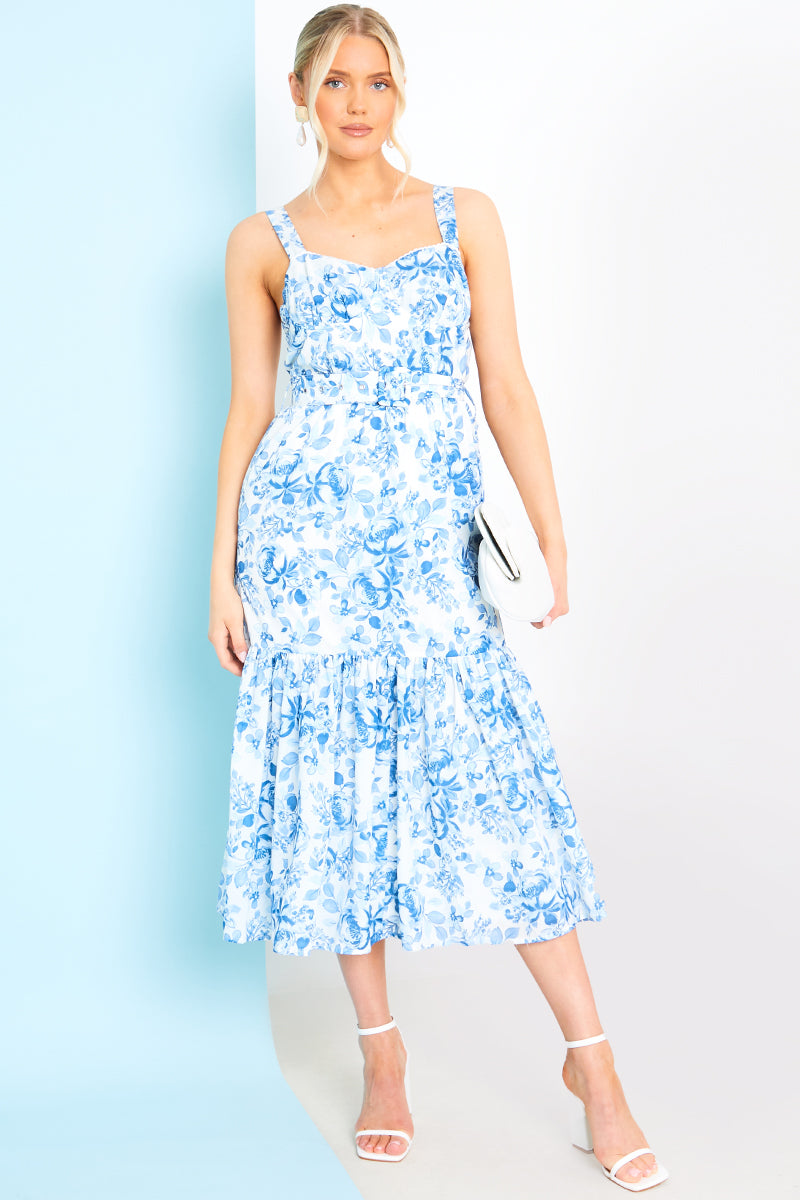 Floral Corset Detail Midaxi Dress