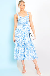 Floral Corset Detail Midaxi Dress