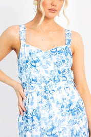 Floral Corset Detail Midaxi Dress