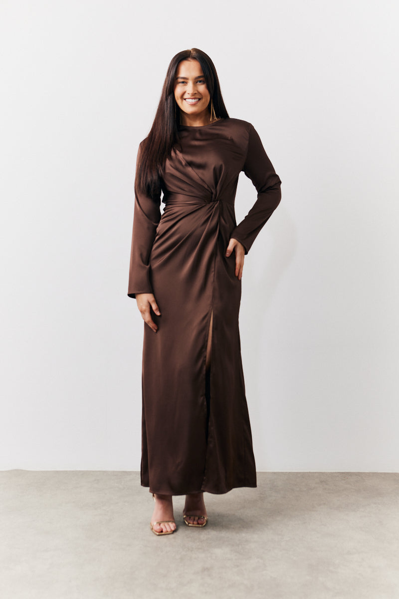 Satin Twist Detail Maxi Dress