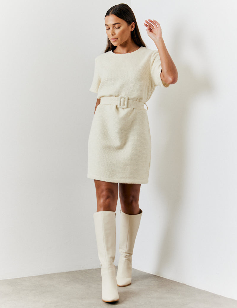 Boucle Belted Mini Dress