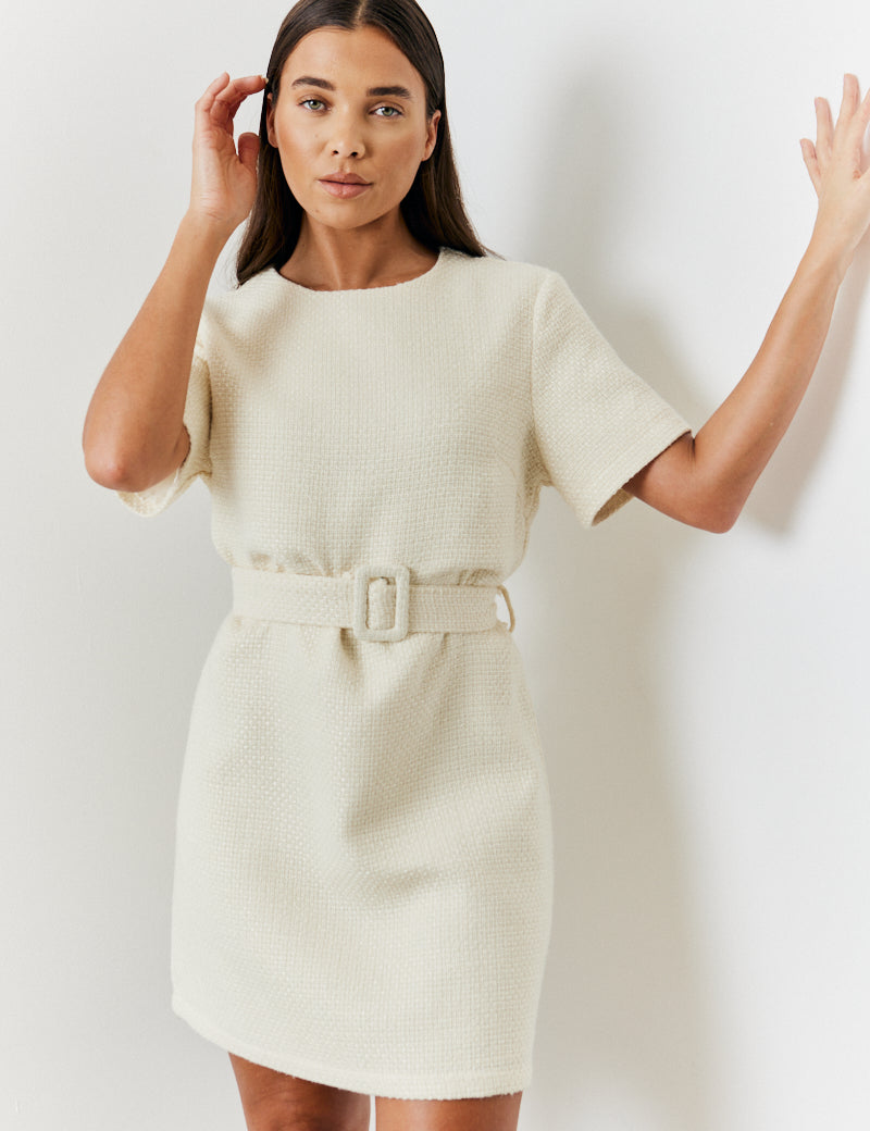 Boucle Belted Mini Dress