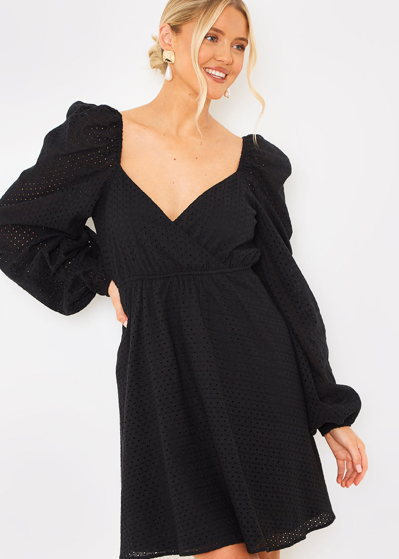 Broderie Cut Out Mini Dress
