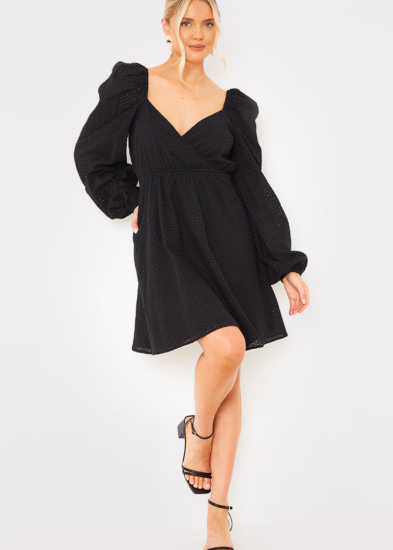 Broderie Cut Out Mini Dress