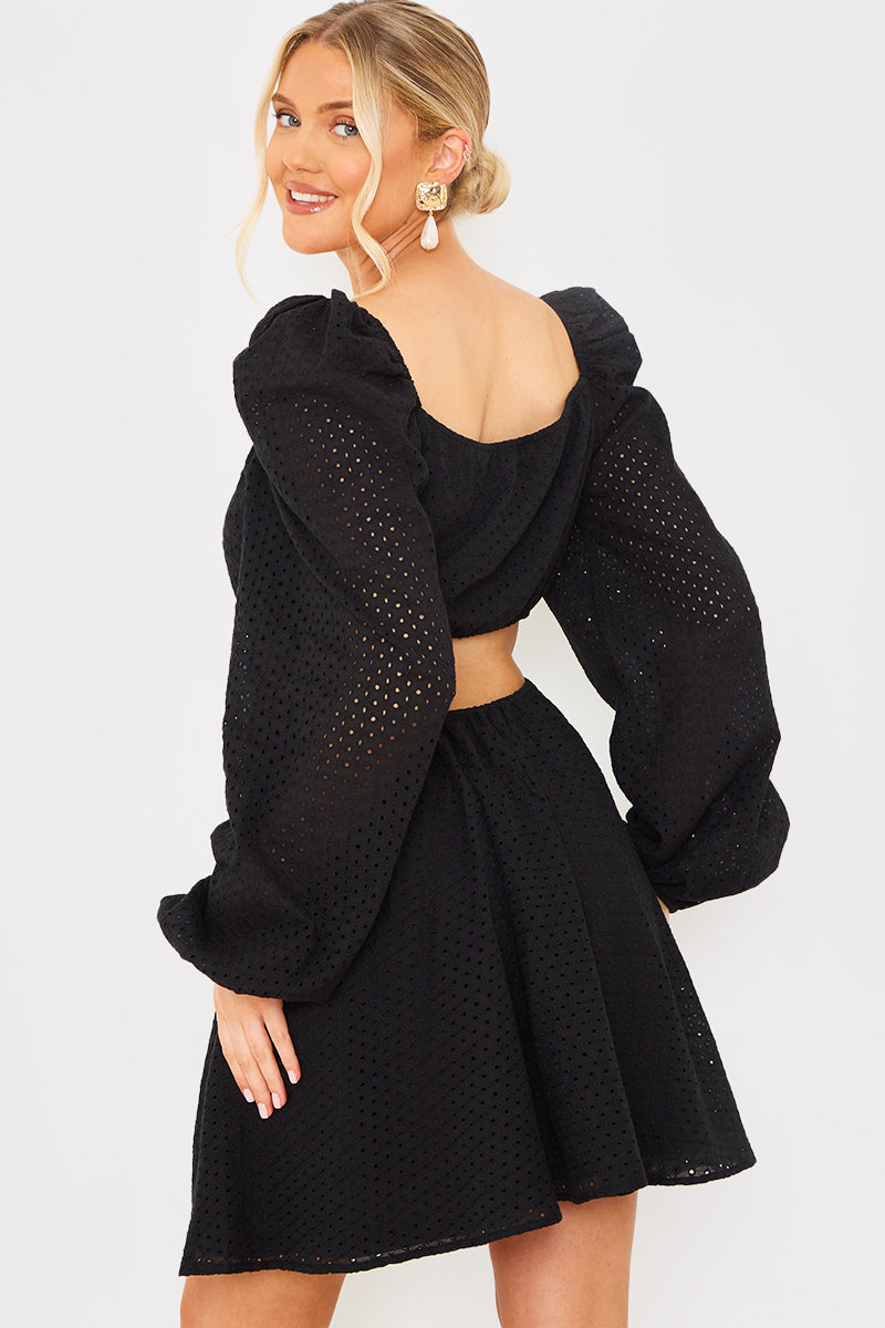 Broderie Cut Out Mini Dress