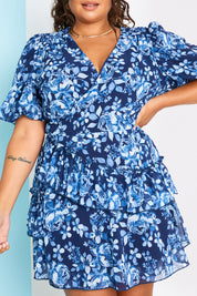Floral Chiffon Wrap Detail Mini Dress