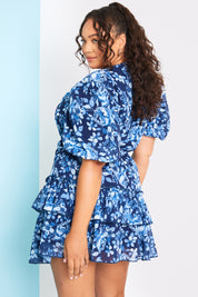 Floral Chiffon Wrap Detail Mini Dress