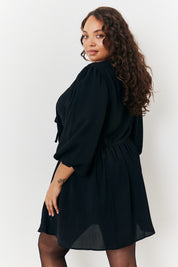 Puff Sleeve Bow Detail Mini Dress