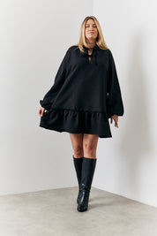 Tie Detail Balloon Sleeve Smock Dress