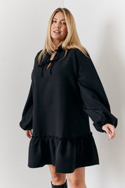 Tie Detail Balloon Sleeve Smock Dress