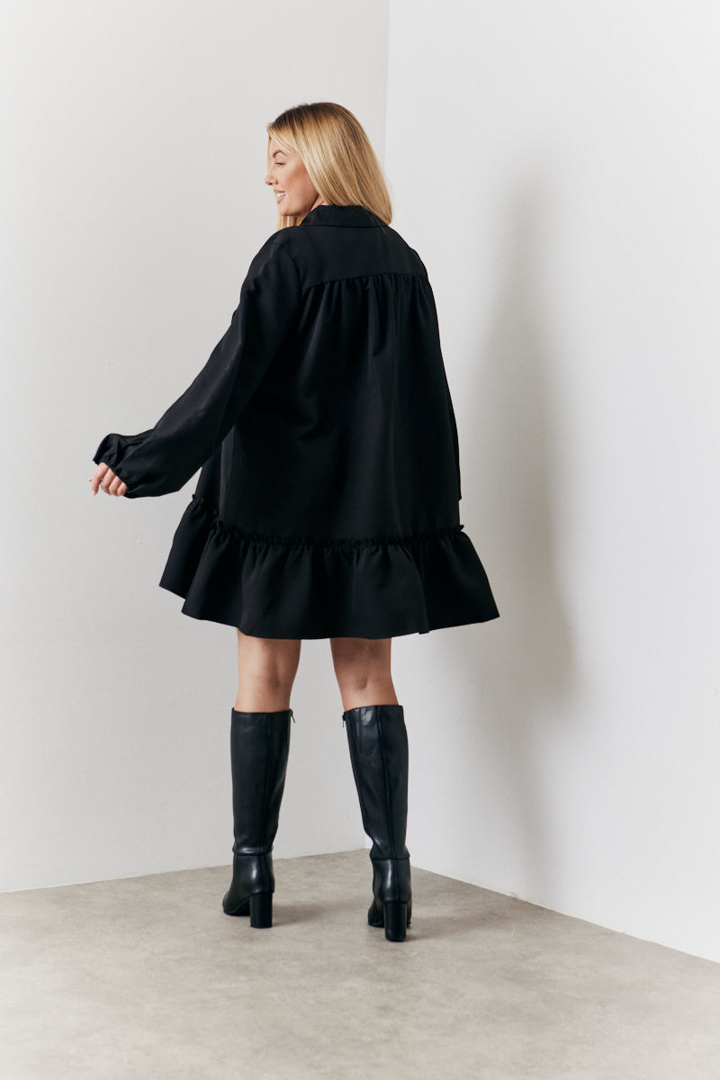 Tie Detail Balloon Sleeve Smock Dress