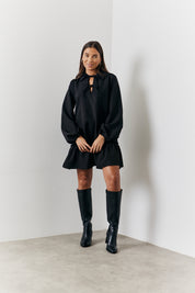 Tie Detail Balloon Sleeve Smock Dress